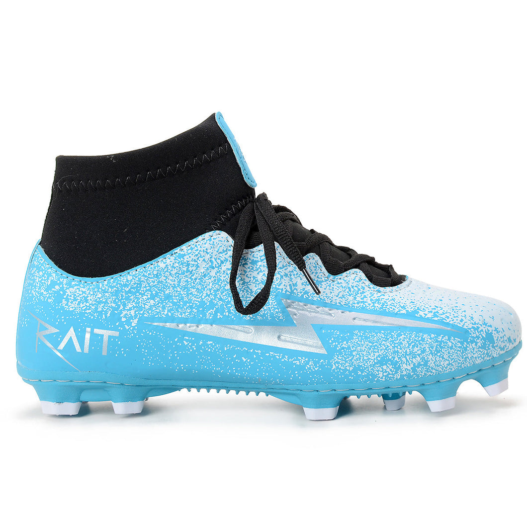 Chuteira Campo Rait Cano Alto Kick Evolution I - Azul/Branco